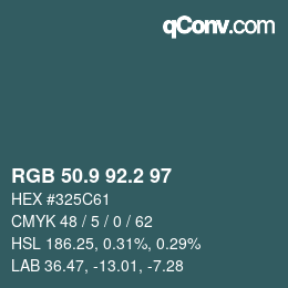 Color code: RGB 50.9 92.2 97 | qconv.com
