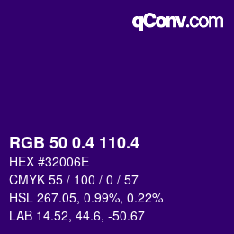 カラーコード: RGB 50 0.4 110.4 | qconv.com
