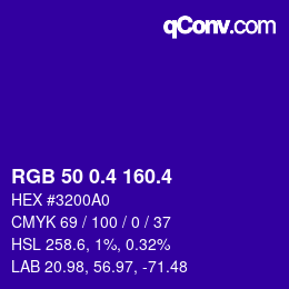カラーコード: RGB 50 0.4 160.4 | qconv.com
