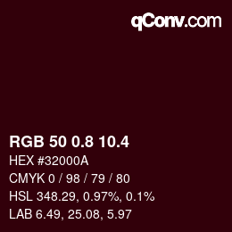 カラーコード: RGB 50 0.8 10.4 | qconv.com