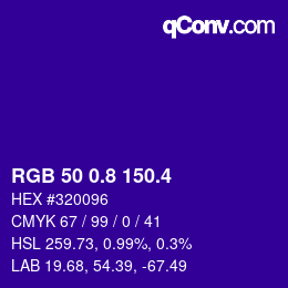カラーコード: RGB 50 0.8 150.4 | qconv.com