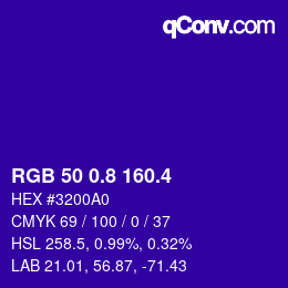 カラーコード: RGB 50 0.8 160.4 | qconv.com
