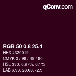 カラーコード: RGB 50 0.8 25.4 | qconv.com
