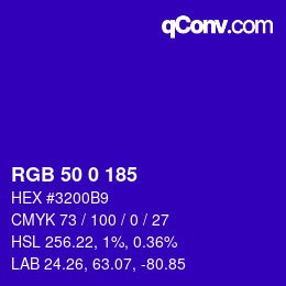 Color code: RGB 50 0 185 | qconv.com