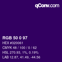 Color code: RGB 50 0 97 | qconv.com