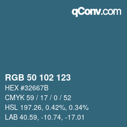 Color code: RGB 50 102 123 | qconv.com