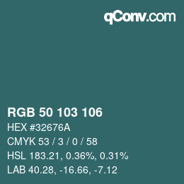 Color code: RGB 50 103 106 | qconv.com