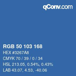 Color code: RGB 50 103 168 | qconv.com