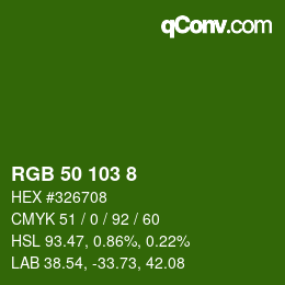 Color code: RGB 50 103 8 | qconv.com