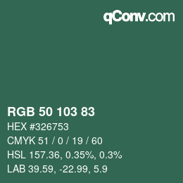 Color code: RGB 50 103 83 | qconv.com
