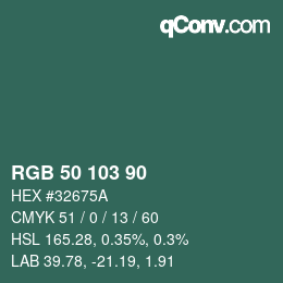 颜色代码: RGB 50 103 90 | qconv.com