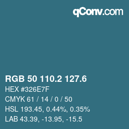 カラーコード: RGB 50 110.2 127.6 | qconv.com