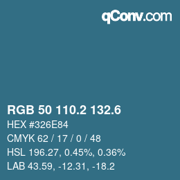 カラーコード: RGB 50 110.2 132.6 | qconv.com
