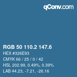 カラーコード: RGB 50 110.2 147.6 | qconv.com