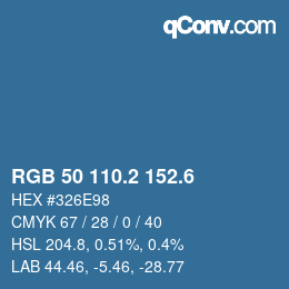 カラーコード: RGB 50 110.2 152.6 | qconv.com