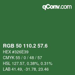 カラーコード: RGB 50 110.2 57.6 | qconv.com