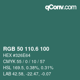 カラーコード: RGB 50 110.6 100 | qconv.com