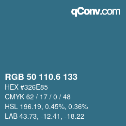 カラーコード: RGB 50 110.6 133 | qconv.com