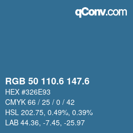 カラーコード: RGB 50 110.6 147.6 | qconv.com