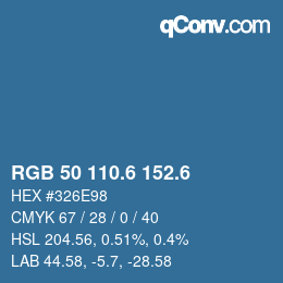 カラーコード: RGB 50 110.6 152.6 | qconv.com