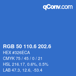 カラーコード: RGB 50 110.6 202.6 | qconv.com