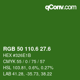 カラーコード: RGB 50 110.6 27.6 | qconv.com