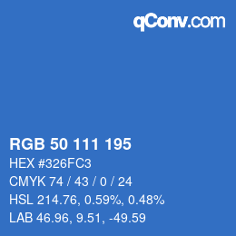 Farbcode: RGB 50 111 195 | qconv.com