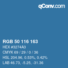 Color code: RGB 50 116 163 | qconv.com