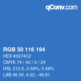 Color code: RGB 50 116 194 | qconv.com