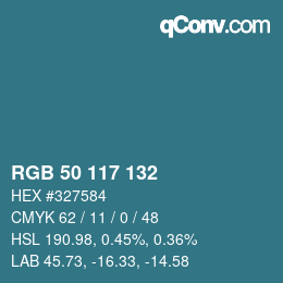 Color code: RGB 50 117 132 | qconv.com