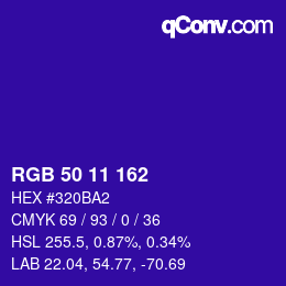 Color code: RGB 50 11 162 | qconv.com