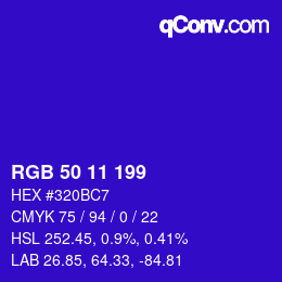 Color code: RGB 50 11 199 | qconv.com