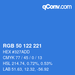 Farbcode: RGB 50 122 221 | qconv.com