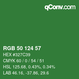 Color code: RGB 50 124 57 | qconv.com