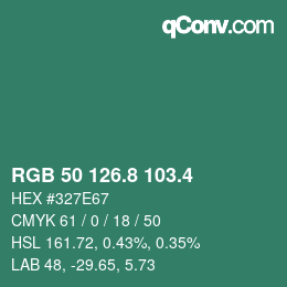 カラーコード: RGB 50 126.8 103.4 | qconv.com