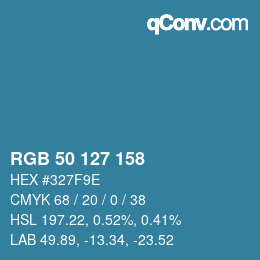 Color code: RGB 50 127 158 | qconv.com