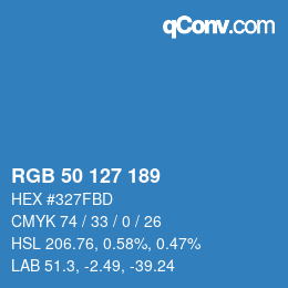 Color code: RGB 50 127 189 | qconv.com