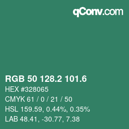 カラーコード: RGB 50 128.2 101.6 | qconv.com