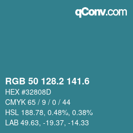 カラーコード: RGB 50 128.2 141.6 | qconv.com