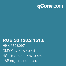 カラーコード: RGB 50 128.2 151.6 | qconv.com