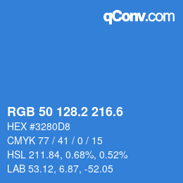 カラーコード: RGB 50 128.2 216.6 | qconv.com