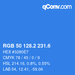 カラーコード: RGB 50 128.2 231.6 | qconv.com