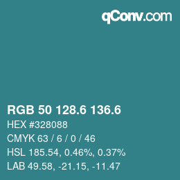 カラーコード: RGB 50 128.6 136.6 | qconv.com