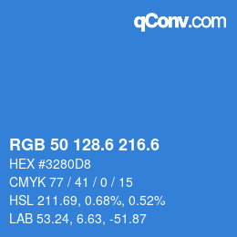 カラーコード: RGB 50 128.6 216.6 | qconv.com