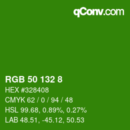 Color code: RGB 50 132 8 | qconv.com