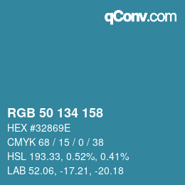 Color code: RGB 50 134 158 | qconv.com