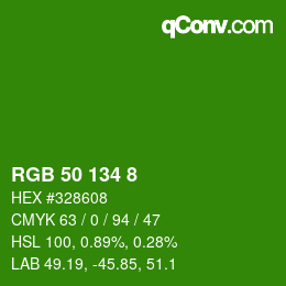 Color code: RGB 50 134 8 | qconv.com