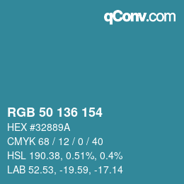 Color code: RGB 50 136 154 | qconv.com