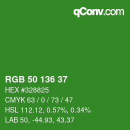 Color code: RGB 50 136 37 | qconv.com