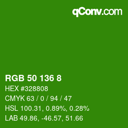 Color code: RGB 50 136 8 | qconv.com